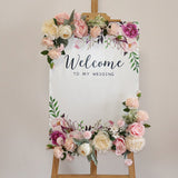 Msddl Champagne Artificial Wedding Decoration Welcome Sign Flowers Photo Props Corner Floral Party Christmas Arch Decor Hanging Flower Garland