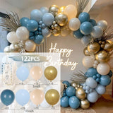 Msddl Blue Balloon Garland Arch Kit  Macaron Metallic Latex Ballons Birthday Party Wedding Decoration Kids Adult Baby Shower Boy Globo