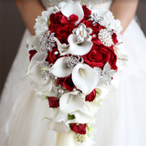 Msddl Wedding bride holding flower PU calla lily drill buckle water drop waterfall photo holding bouquet bridesmaid flower