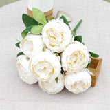 Msddl Simulation 7Head Round Peony Bunch Silk Peonies Flowers for Wedding Flower Arrangement Decoration Bridal Bouquet Home Decoration