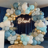 Msddl Blue Balloon Garland Arch Kit  Macaron Metallic Latex Ballons Birthday Party Wedding Decoration Kids Adult Baby Shower Boy Globo