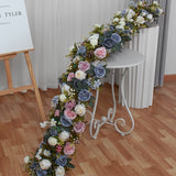 Msddl 2m White Large Artificial Flowers Row Table Runner Rose Peony Fake Green Plants Wedding Decoration Wall Backdrop Decor Floral Party Props