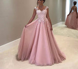 Msddl  Pink Lace  Prom Dress Appliques Top High Waist Tulle Satin Evening Party Dress Sweetheart Floral Strap Vestidos De Fiesta