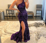 Msddl  One Shoulder Evening Dresses 2023 Backless Party Gowns For Women Charming Mermaid Formal Prom Dresses Long With Slit