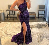 Msddl  One Shoulder Evening Dresses 2023 Backless Party Gowns For Women Charming Mermaid Formal Prom Dresses Long With Slit