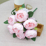 Msddl Simulation 7Head Round Peony Bunch Silk Peonies Flowers for Wedding Flower Arrangement Decoration Bridal Bouquet Home Decoration