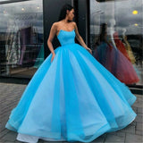 Msddl  Luxury Pink Prom Dresses Off Shoulder Sweetheart Neck 2023 Evening Dress Women Backless Formal Party Blue Tulle Ball Gown