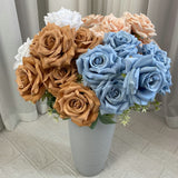 Msddl 7Heads Roses Bouquet Artificial Silk Flowers for Wedding Table Decoration Bridal Bouquet of Rose Fake Flowers Party Home Display