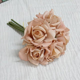 Msddl Moist Latex 5Head Rose Flower Decoration Bouquet Real Touch Artificial Roses Flowers for Bridal Bouquet Wedding Party Home decor