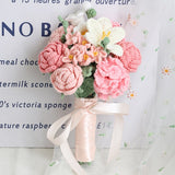 Msddl 1Bunch Finished Product Knitted Flower Rose Holding Flowers Wedding Decorate Hand-woven Bouquet Birthday Gift Artificial Flowers