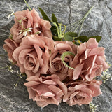 Msddl 7Heads Large Rose Bouquet Artificial Silk Flowers for Wedding Decor Rose Bridal Bouquet Fake Flowers Indoor Home Display Roses