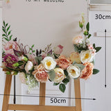 Msddl Champagne Artificial Wedding Decoration Welcome Sign Flowers Photo Props Corner Floral Party Christmas Arch Decor Hanging Flower Garland