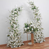 Msddl Wedding Decoration Flowers White Champagne Floral Arrangement Horn Moon Shape Table Centerpieces Ball Artificial Flower Stand Decor