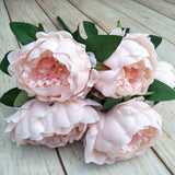 Msddl Round Peonies 5Heads/Bunch Artificial Flowers Wedding Decoration Fake Flowers Bridal Bouquet Peony Home Party Event Decor Floral