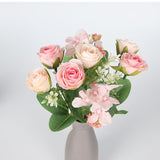 Msddl 27cm Rose Artificial Flower Bouquet Living Room Fake Flower Plant Decoration Wedding Articles Window Display