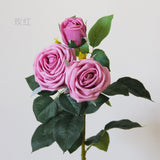 Msddl 3Head Feel Latex Rose Flower Moisturizin Rose Real Touch Artificial Flowers Home Wedding Event Decor Bridal Bouquet Fake Flowers