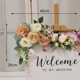 Msddl Champagne Artificial Wedding Decoration Welcome Sign Flowers Photo Props Corner Floral Party Christmas Arch Decor Hanging Flower Garland