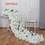 Msddl Large White Artificial Flower Row Ball Fake Plant Runner Wedding Decoration Backdrop Wall Decor Centerpiece Table Floral Party Prop Arrange