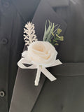 Msddl Wedding Boutonniere Men Accessories Buttonhole Wrist Corsage Bracelet Bride White Roses Artificial Flowers Table Prom Decoration