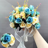 Msddl Bridal Wedding Bouquet Holding Flowers Artificial Natural Rose Wedding Bouquet with Silk Satin Wedding Party Decorations